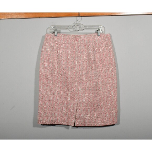 Talbots Pink Ribbon Tweed Office Knee Length Pencil Straight Skirt Sz 12 - Picture 2 of 3